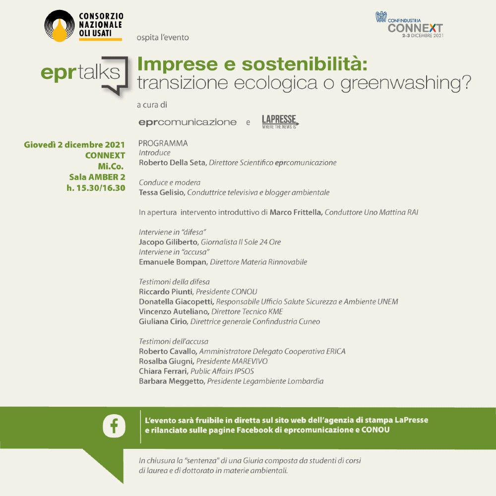 Eprtalks, l’evento su imprese e sostenibilità: transizione ecologica o greenwashing?