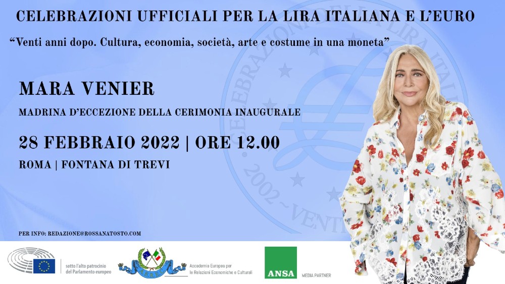 Euro e Lira, le celebrazioni ufficiali delle monete con Mara Venier a Roma