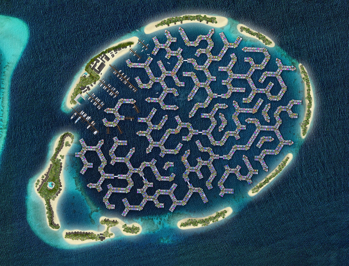 Innalzamento dei mari: progetto Maldives Floating City, la città galleggiante a forma di corallo