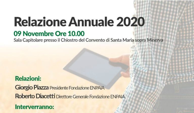 Presentazione della relazione annuale Enpaia 2020, in diretta streaming