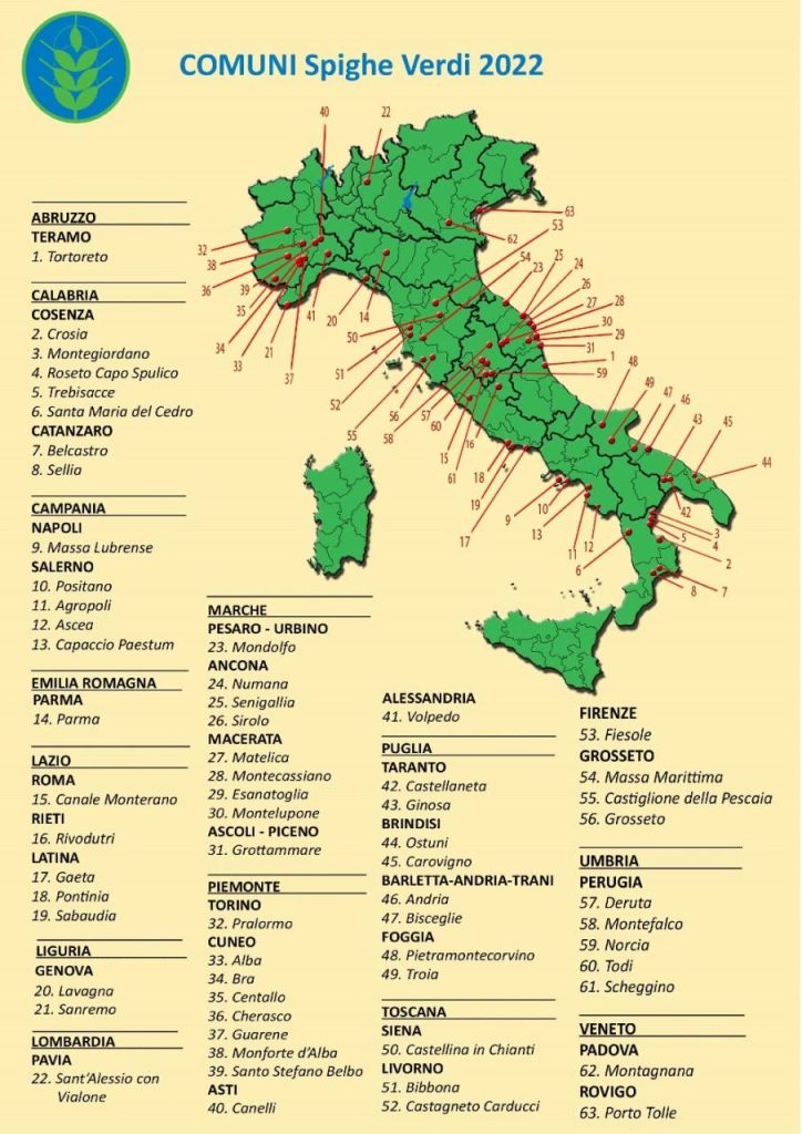 Spighe Verdi 2022, 63 comuni virtuosi che le hanno ricevute