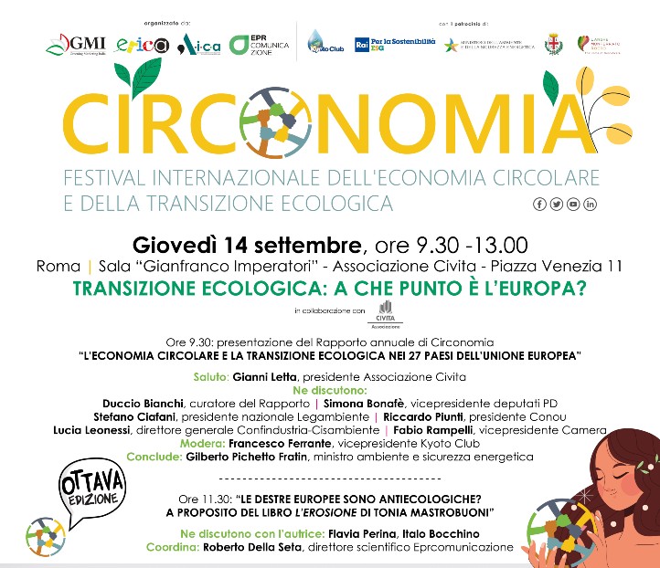 Torna Live Circonomia, il Festival dell’economia circolare e della transizione ecologica, prima tappa Roma il 14 settembre